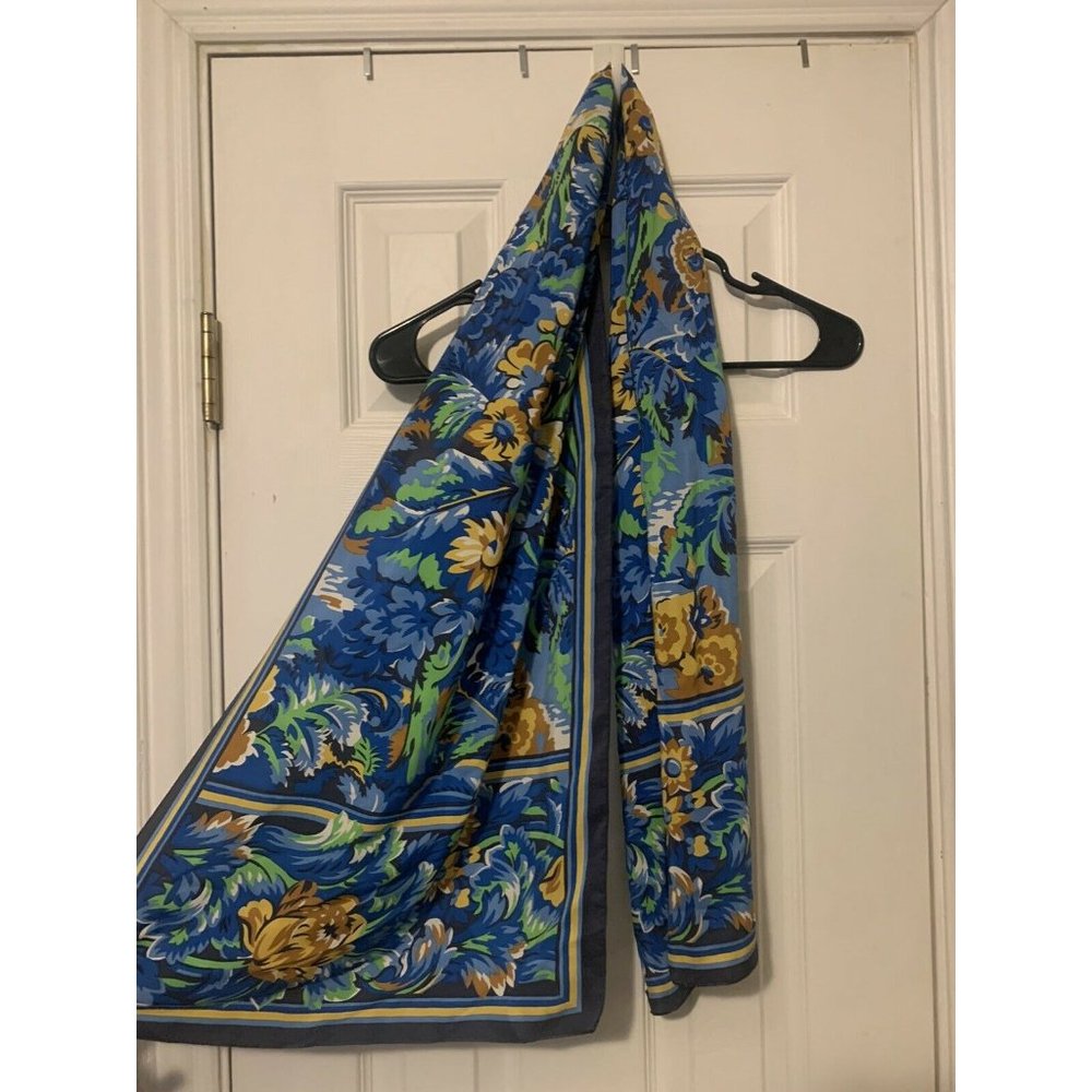 Polyester Large Scarf Wrap, Green, blue and yellow